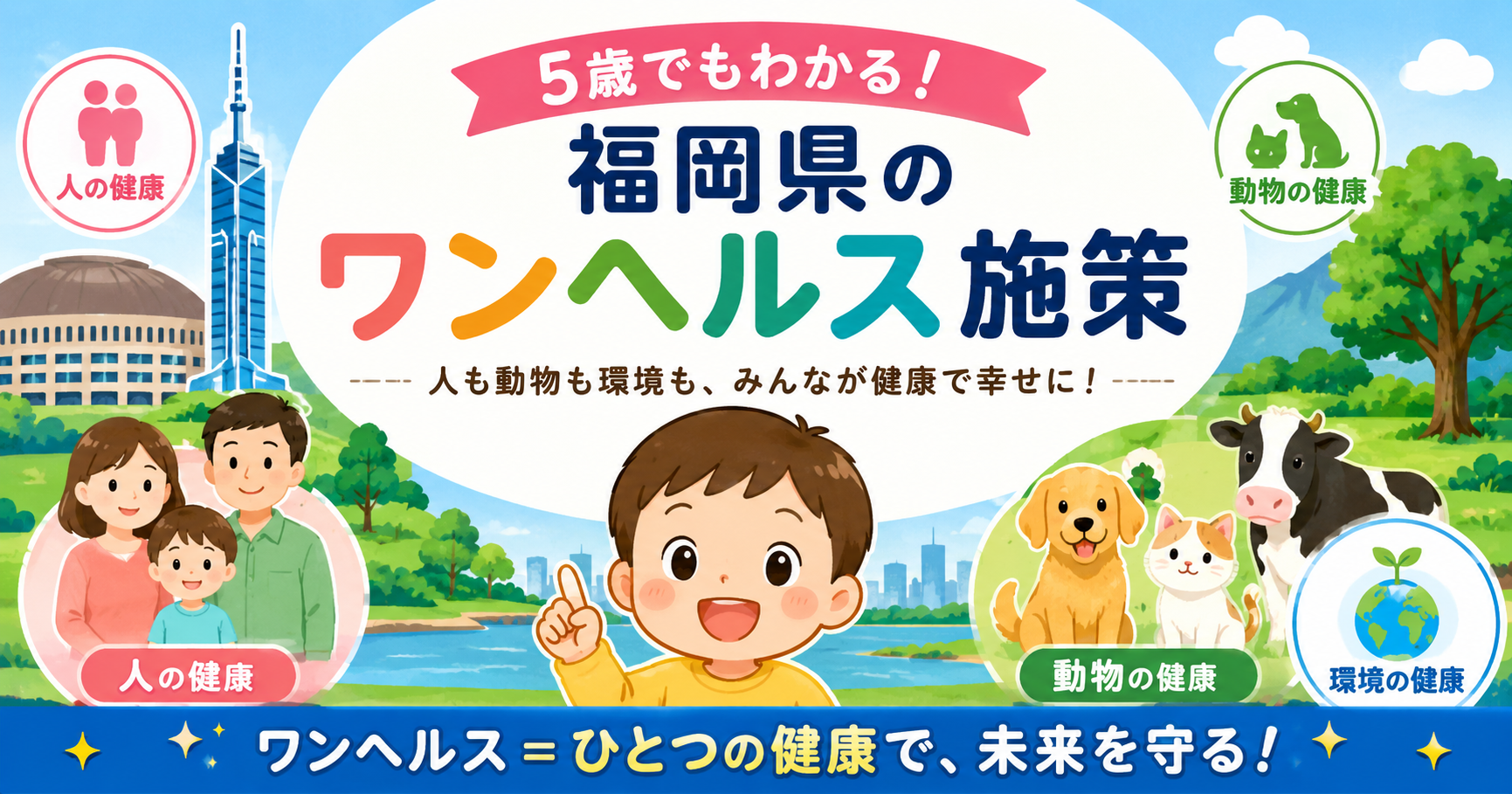 5歳児に向けて福岡県のワンヘルス施策の説明をするね 5歳児に向けて福岡県のワンヘルス施策の説明をするね